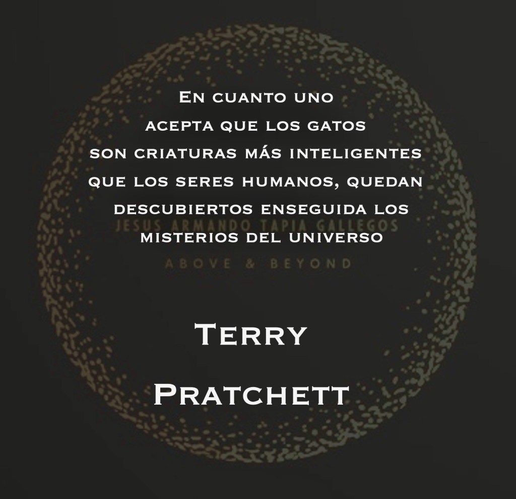 En cuanto uno acepta que los gatos son criaturas más inteligentes  que los seres humanos, quedan descubiertos enseguida los misterios del universo - Terry Pratchett
